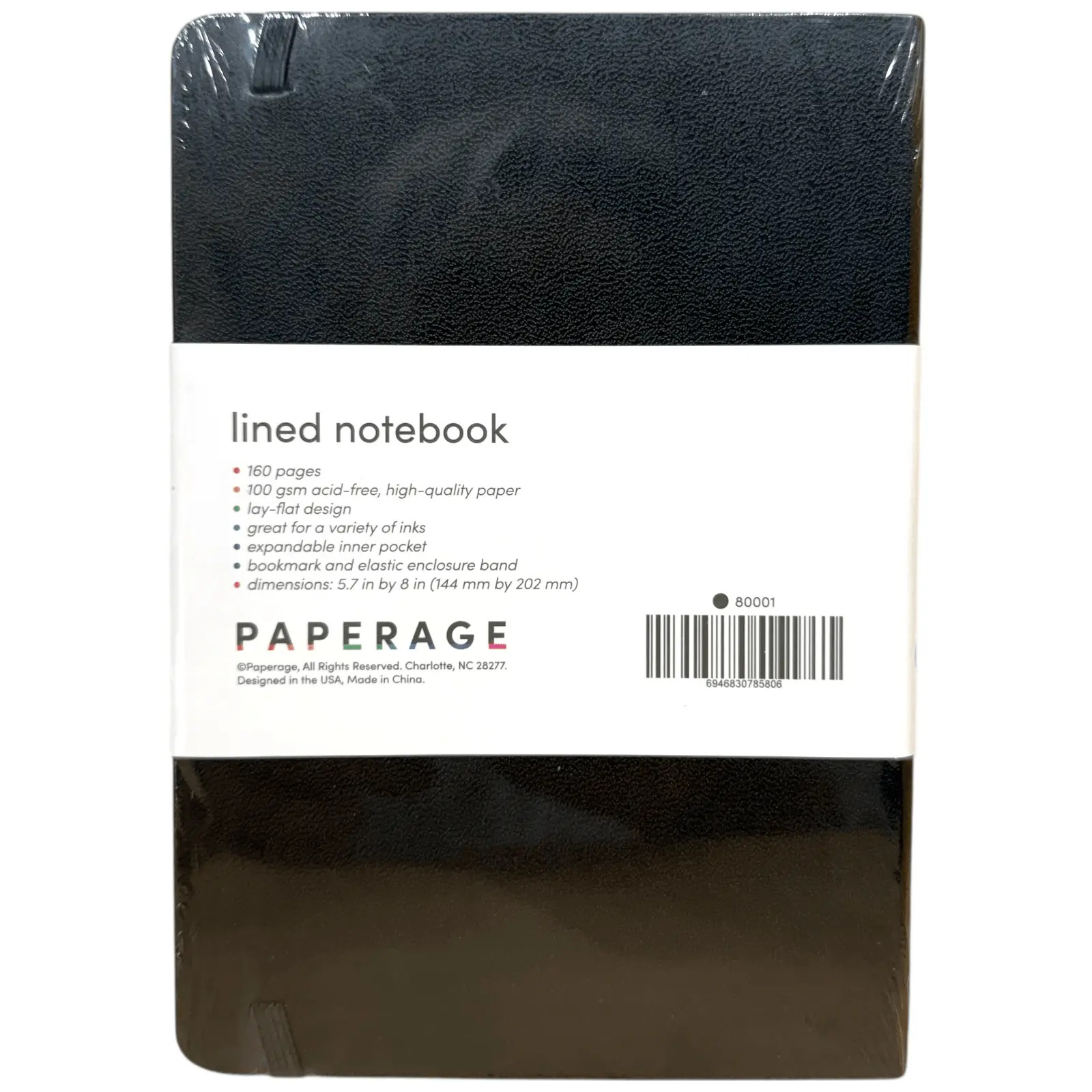 Paperage Lined Notebook 160 Pages 100 Gram Acid Free Paper Black Brand New