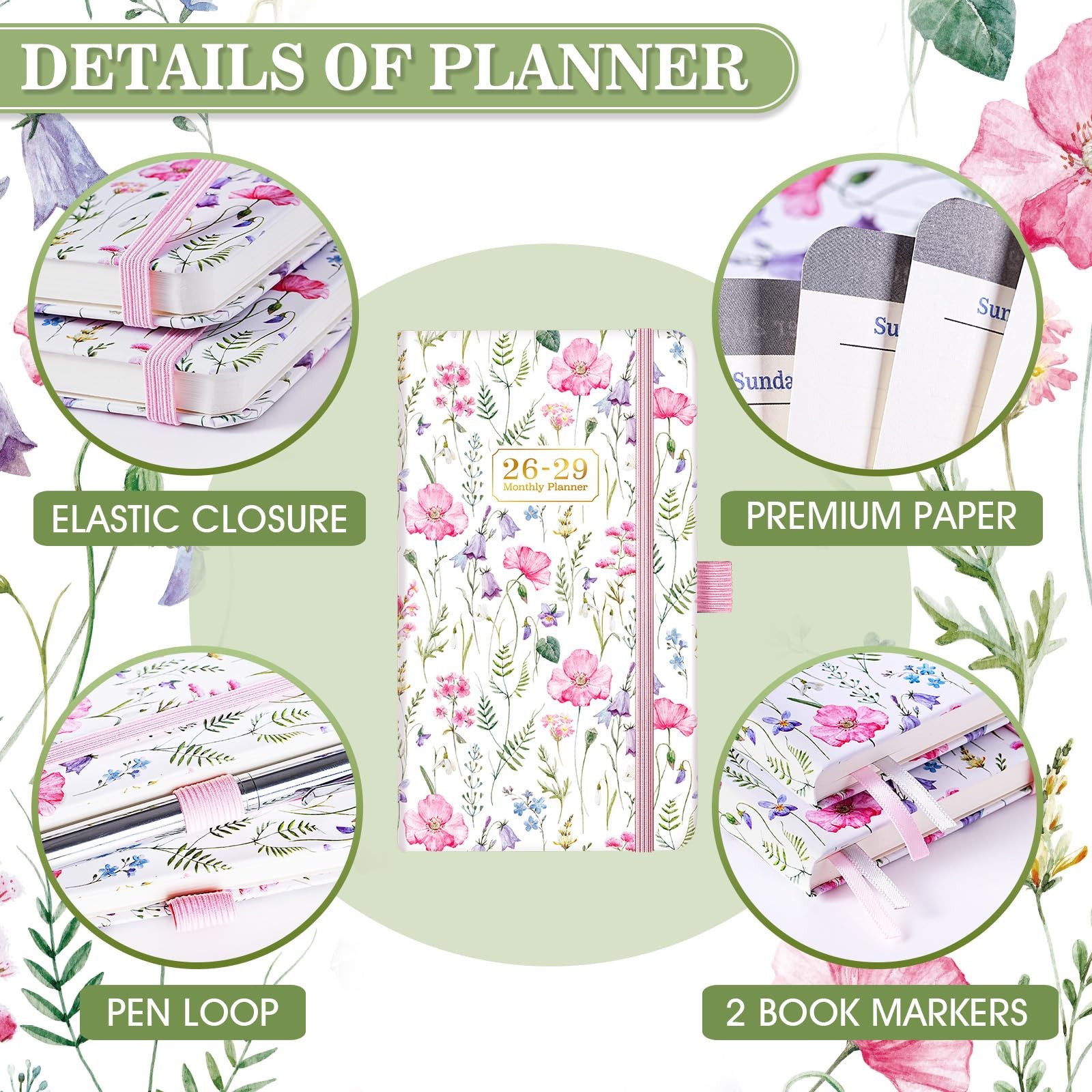 Pocket Calendar 20262029 3 Year Monthly Planner 20262029, July 2026 June 20…