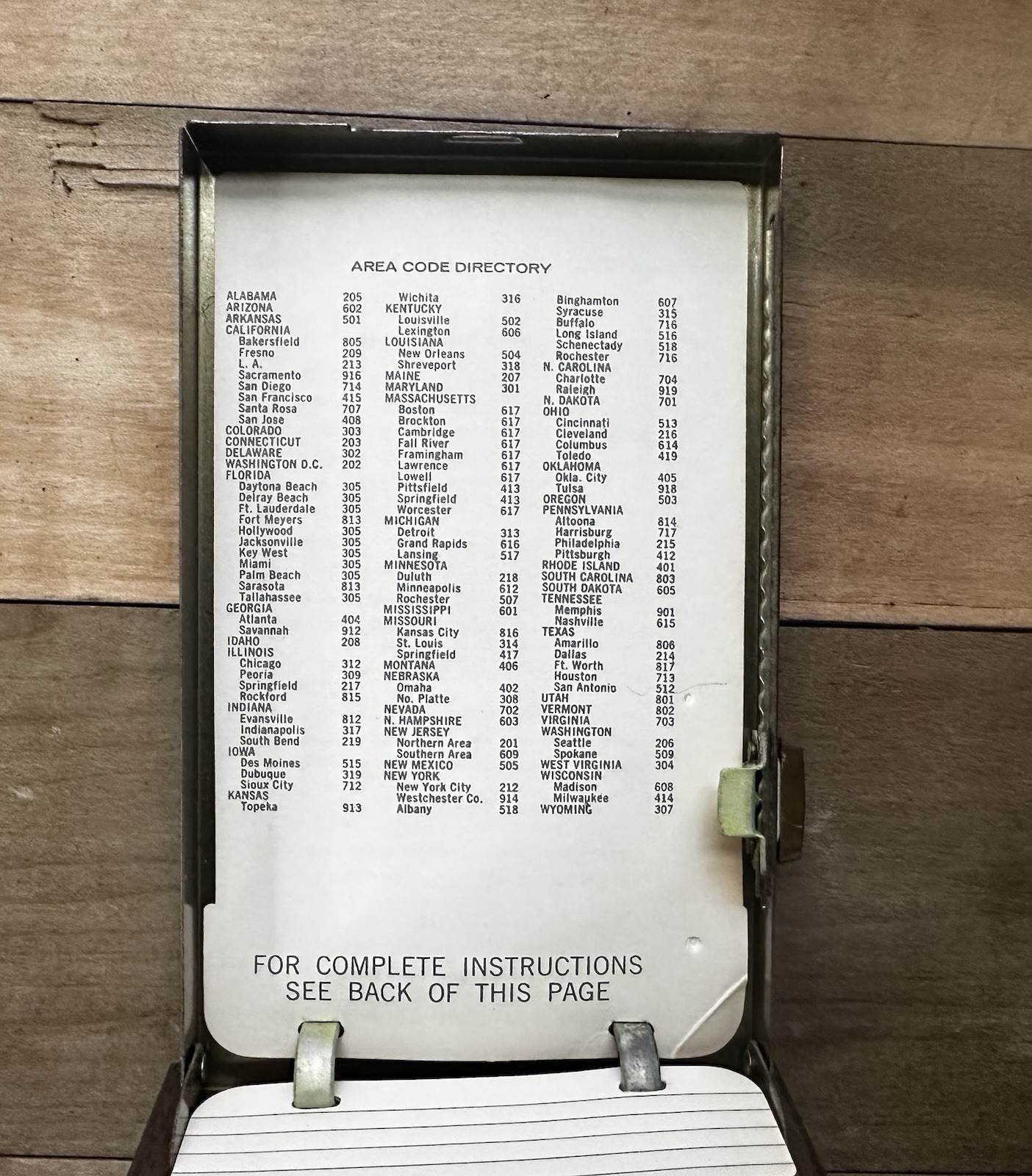 vintage metal flip open Rolodex HERCULES model telephone area code directory