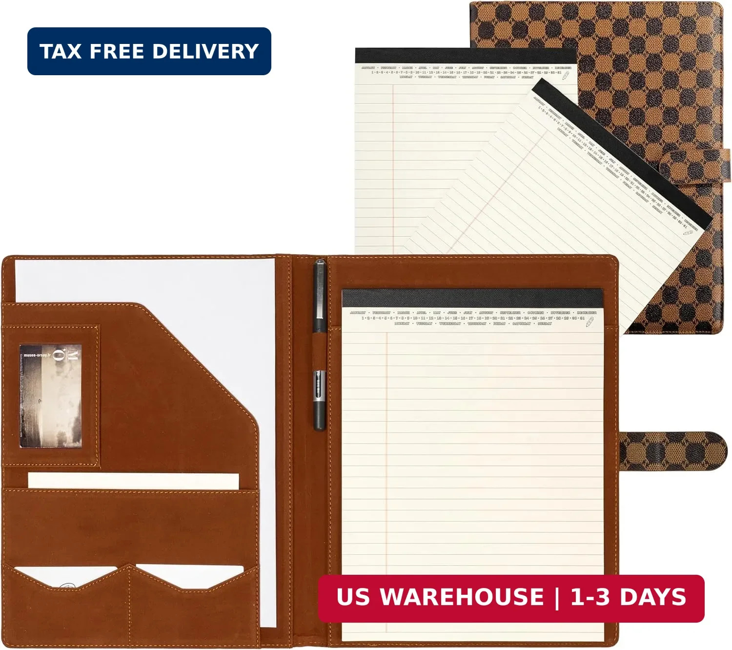Professional Padfolio Portfolio Binder, Leather Business Portfolio Organizer for