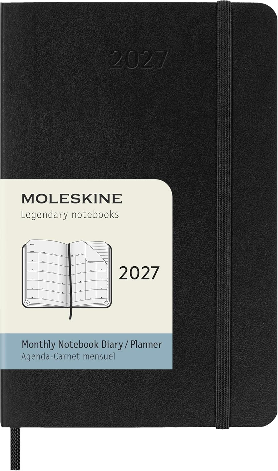 Moleskine Monthly Planner 2027, Soft Cover 12 Month Diary with Elastic Closure,