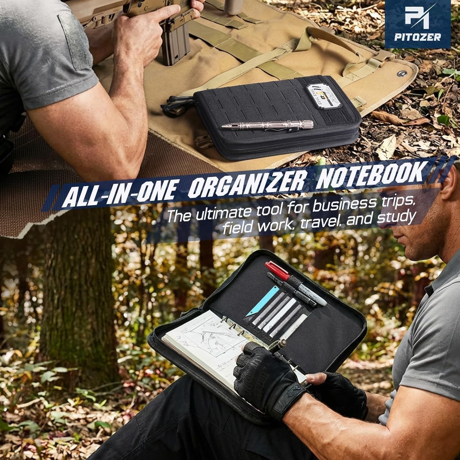 All-In-One Tactical Notebook Padfolio Binder, Detachable A5 6-Ring Binder & 80 R