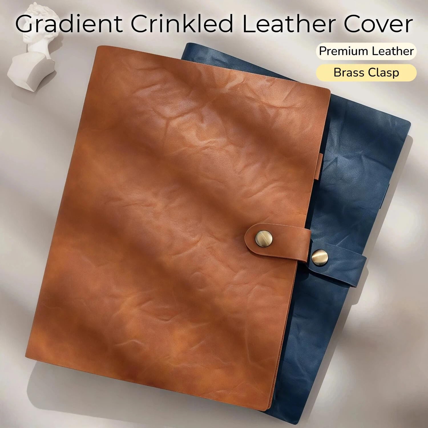 Refillable A5 Leather Binder Journal Soft Cover Notebook, Vintage Brown