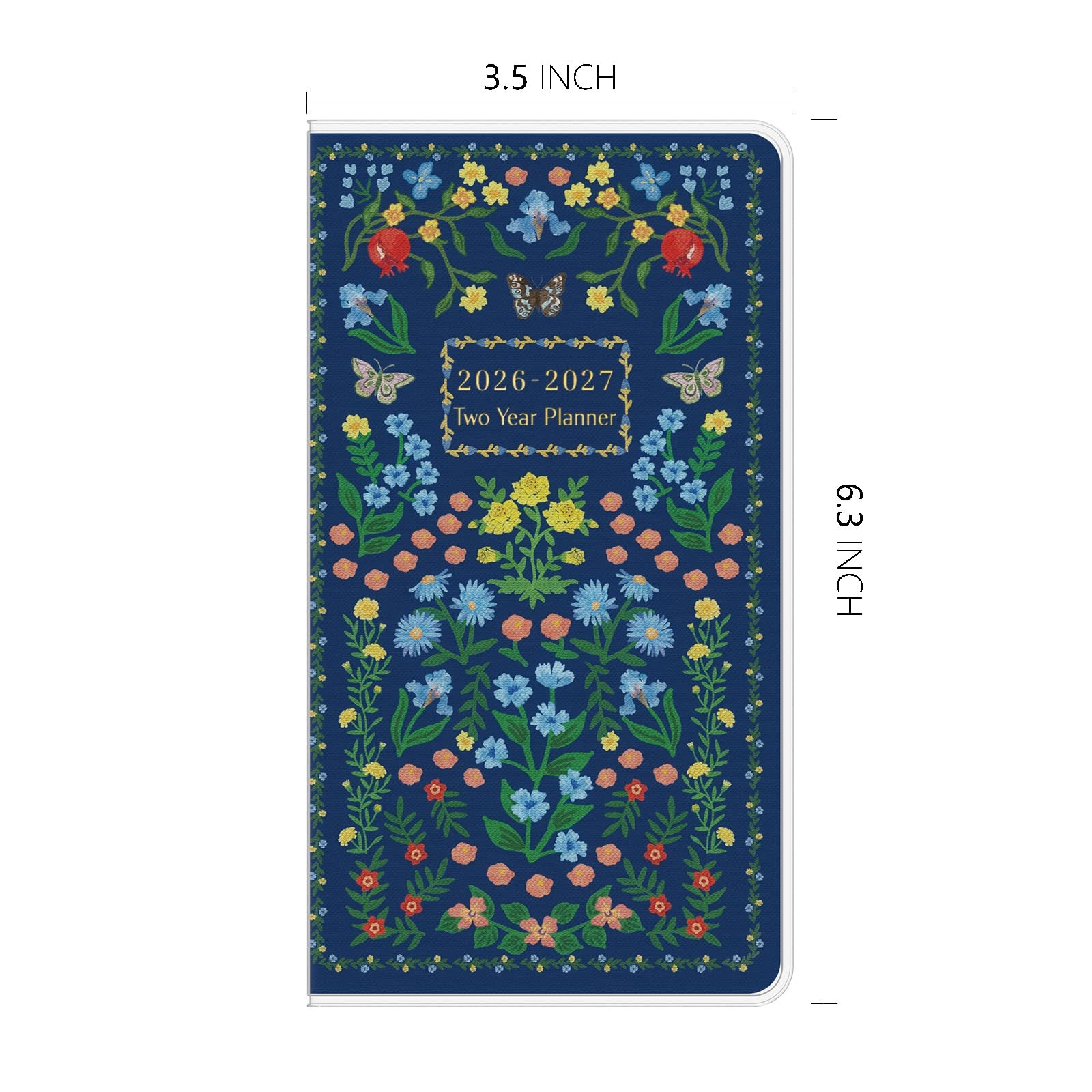 2026 2027 Pocket Monthly Planner 2 Year Small PVC Floral Cover 3.5×6.4