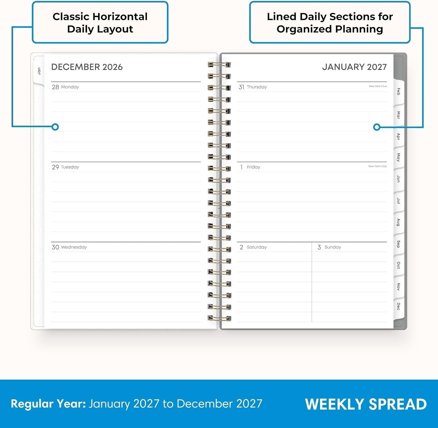 Blue Sky 2027 Weekly and Monthly Planner Calendar, January 2027 – December 20…