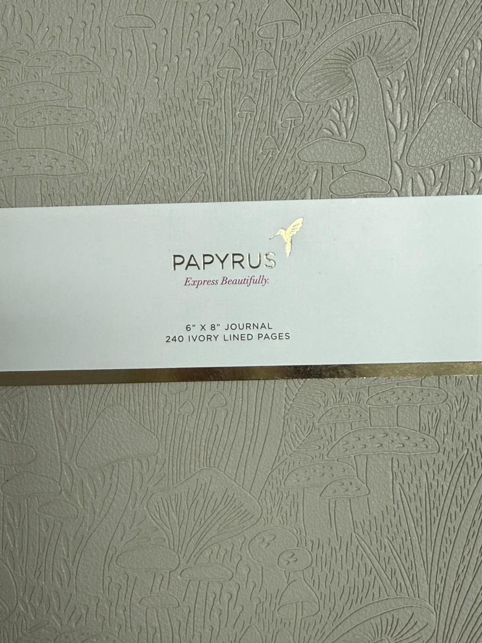 PAPYRUS Grey-Cream Ruled Gilded Notebook 240 Ivory Lined Pages Elastic Band