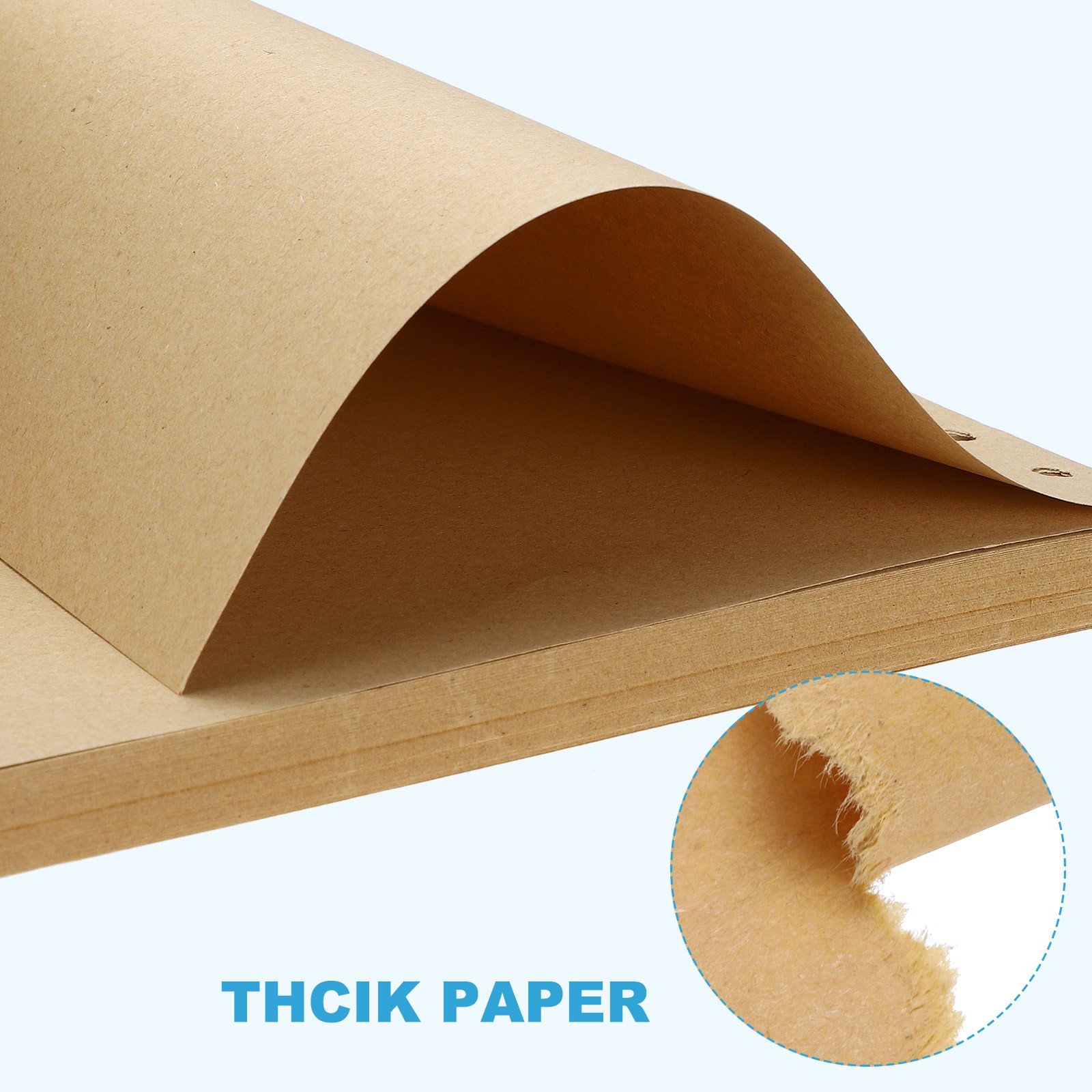 Refill Paper, Unlined Blank Kraft Paper 6 Rings, 80 Sheets/160 Page
