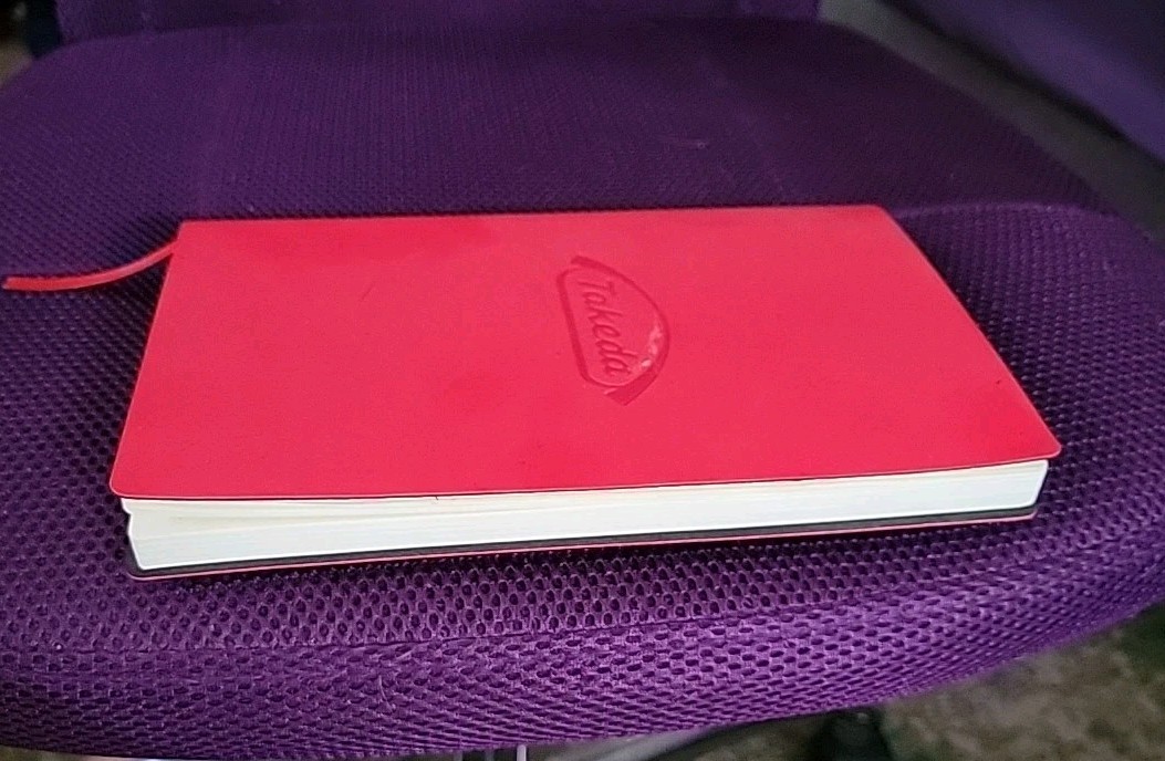 Red Leather Journal Takeda Logo Blank Lined Notebook 8.25″ x 5.37″ FREE SHIPPING