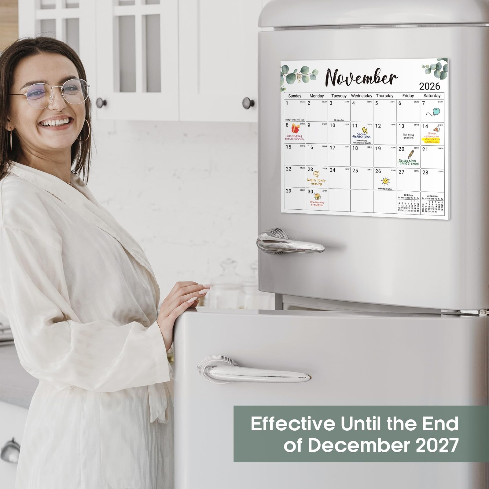 Aesthetic 2026-2027 Magnetic Calendar for Apr 2026 – Dec 2027, a-Nature