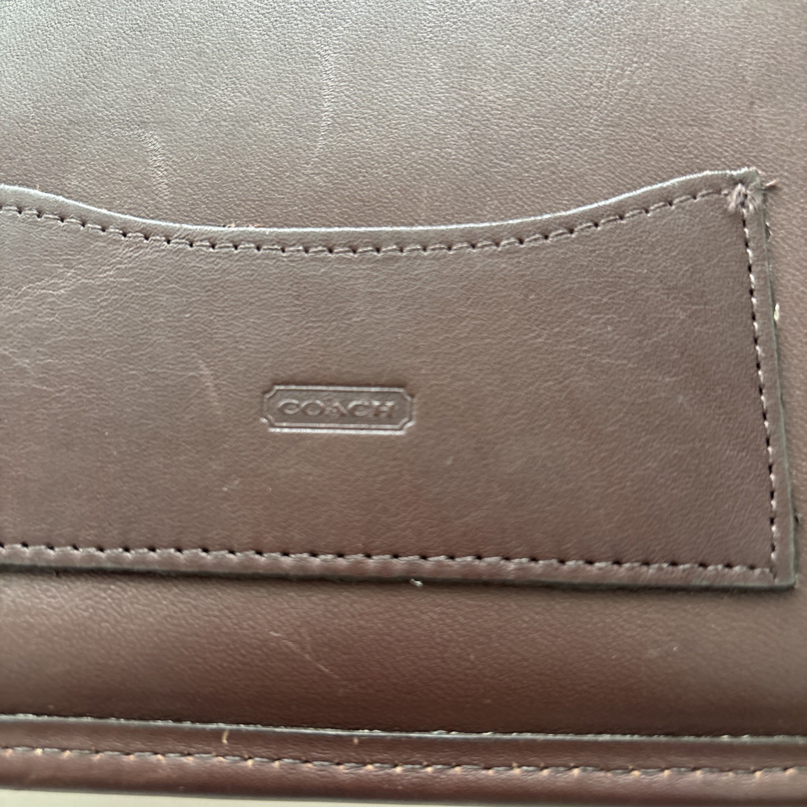 RARE Vintage COACH Brown Leather Portfolio Notepad 10×12.5 Inches with Pockets