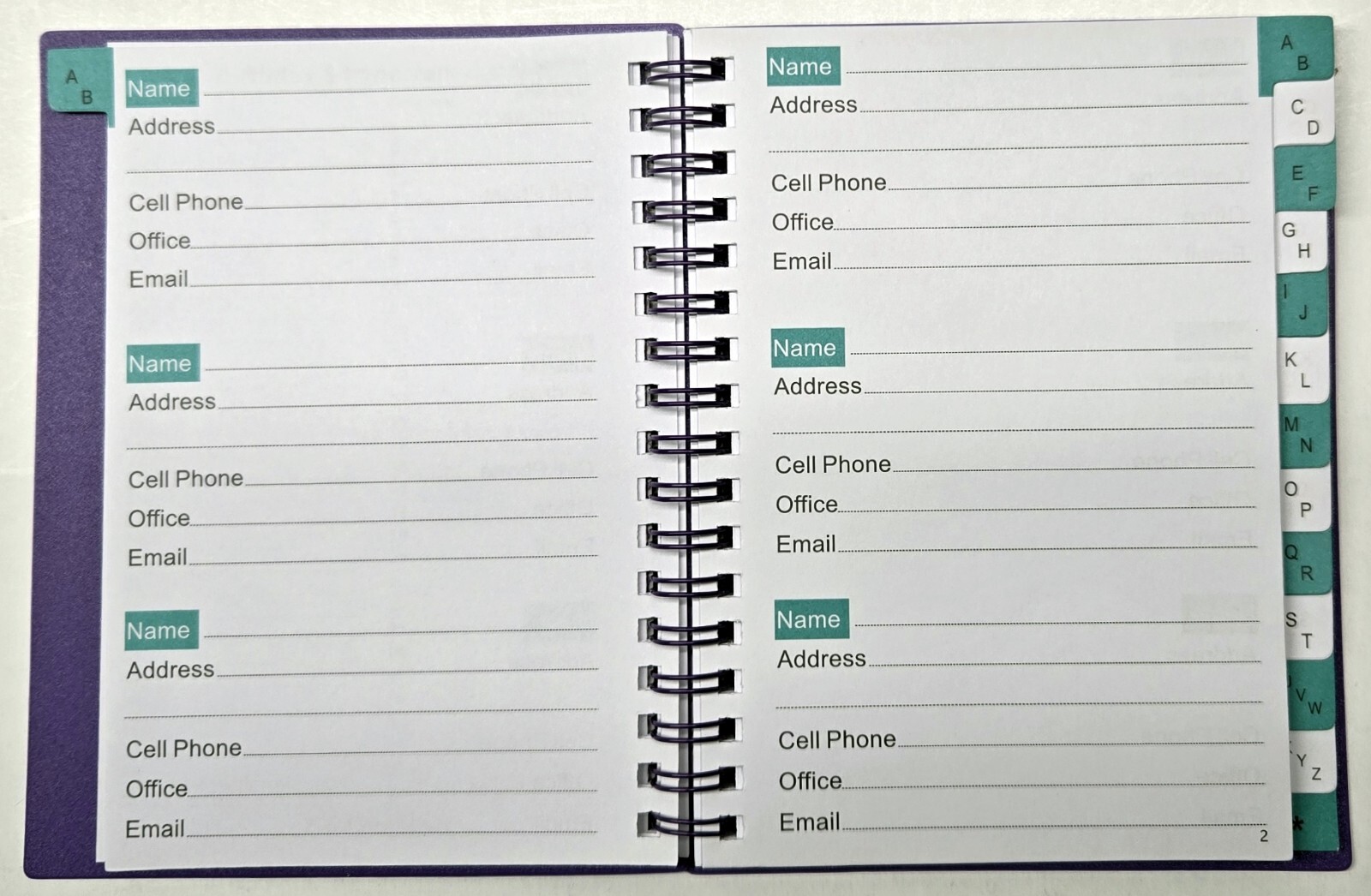 Address/Telephone – Spiral with alphabetic tabs 4-3/4in x 6-1/8in – select color