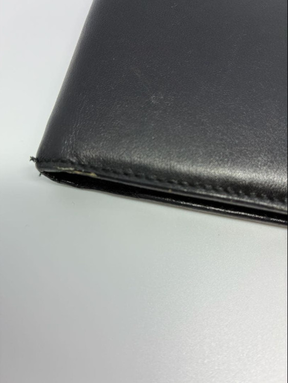 Gucci Notebook Cover Logo Plate Agenda Leather Black Used From Japan
