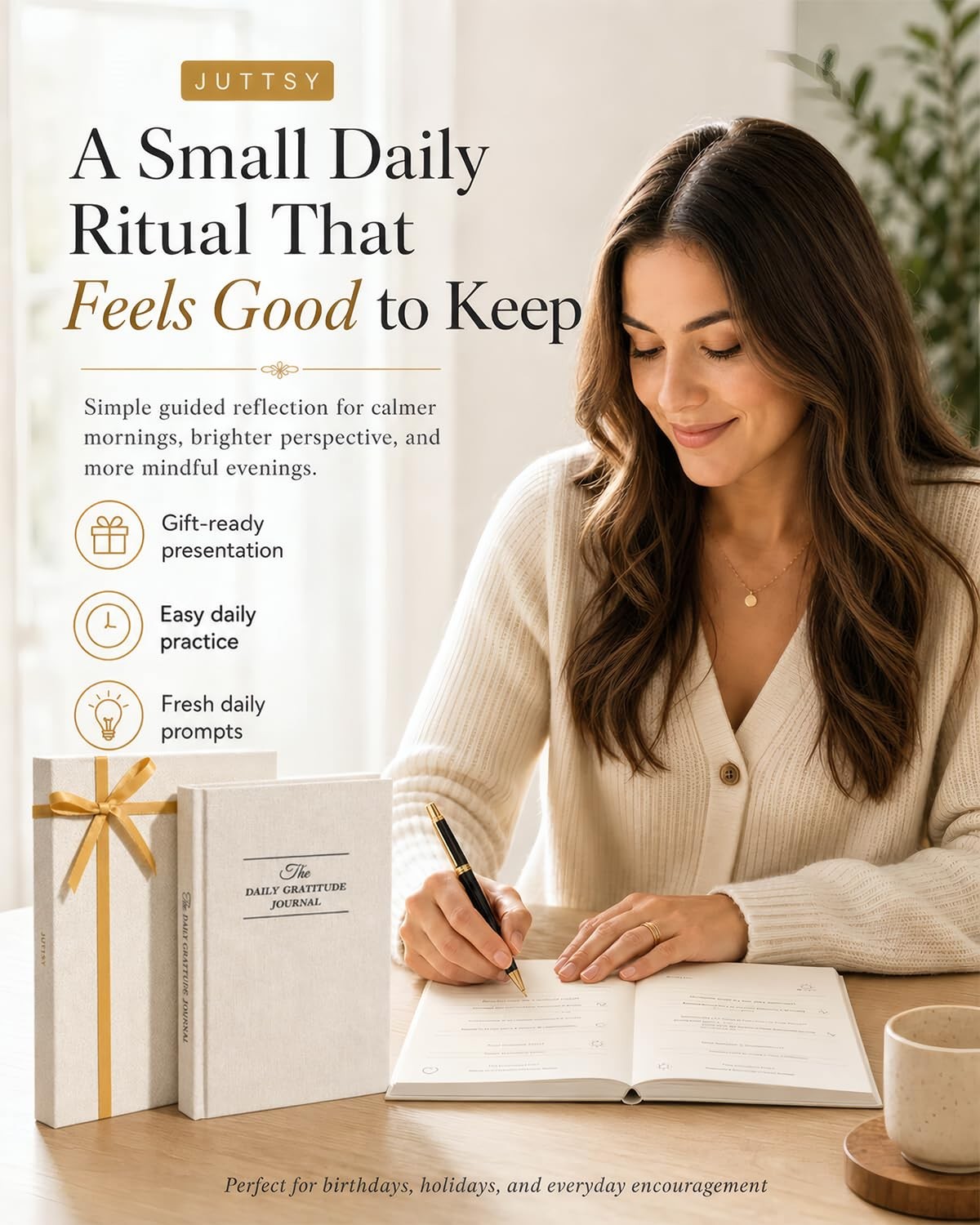 The Daily Gratitude Journal 2026 – Guided Practice Original Linen