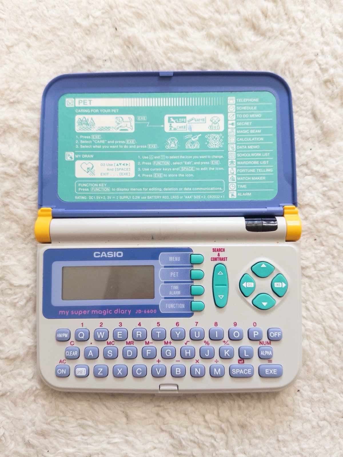 Rare, Casio Pet Action, Super Magic JD-6600 Diary Planer. Vintage 1996. Works