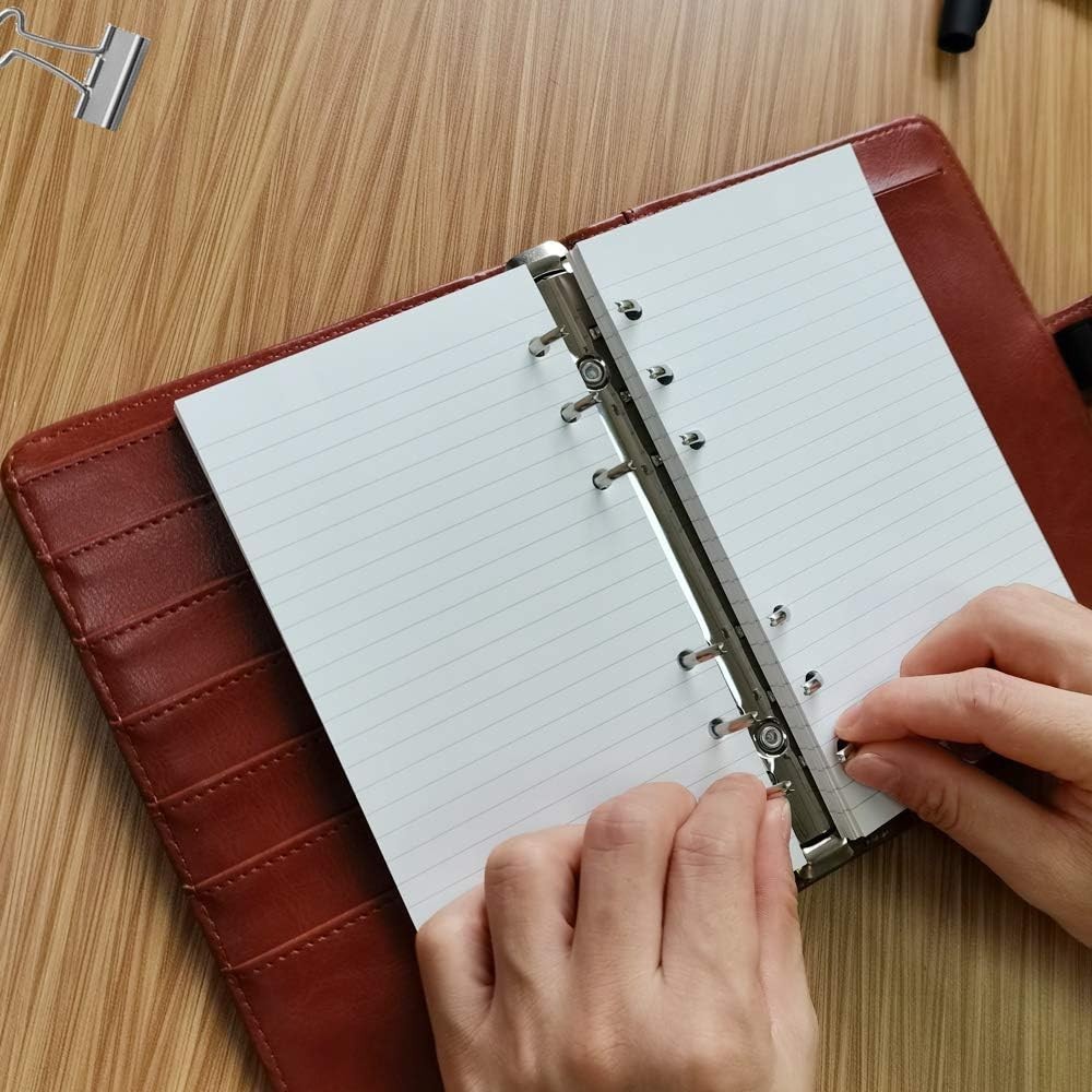 Acid-Free 100gsm A6 Lined Paper – 6 Hole Punched for Planner Inserts, 100 Sheets