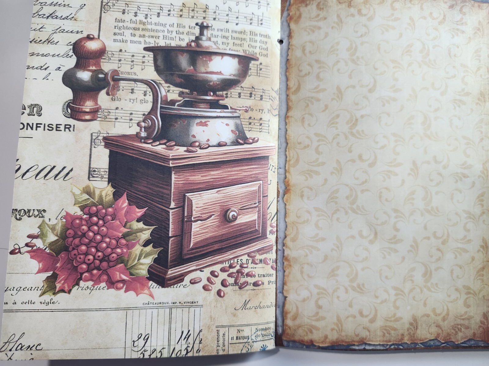 Junk Journal Booklet “COFFEE TIME 2” HANDMADE Cards, Pockets, Ephemera + more!
