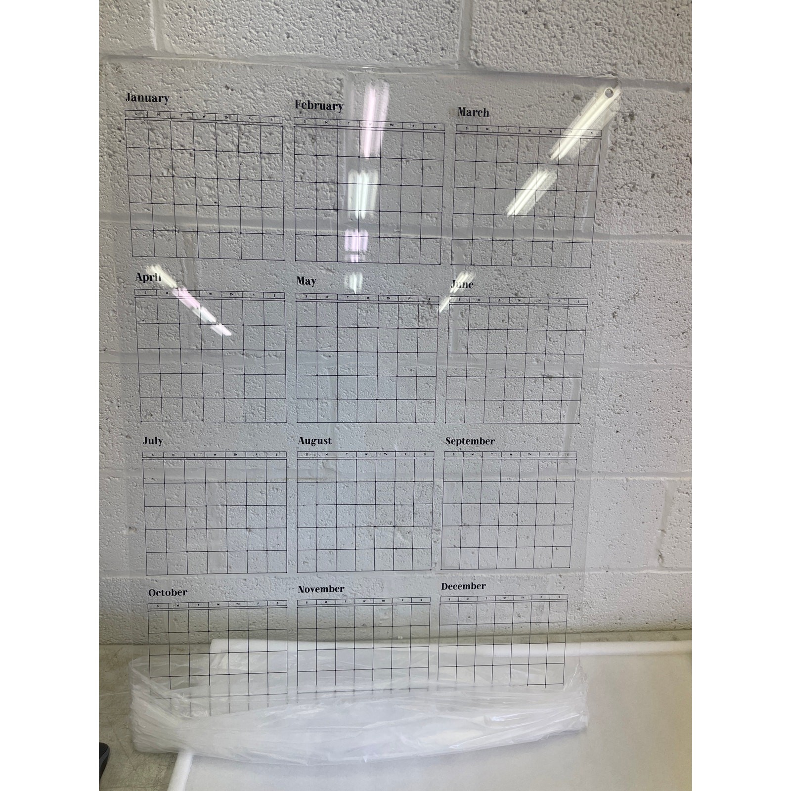 Guardmate YEAR Calendar Acrylic Dry-Erase Board 28″ x 40″ Wall-Mount w Markers
