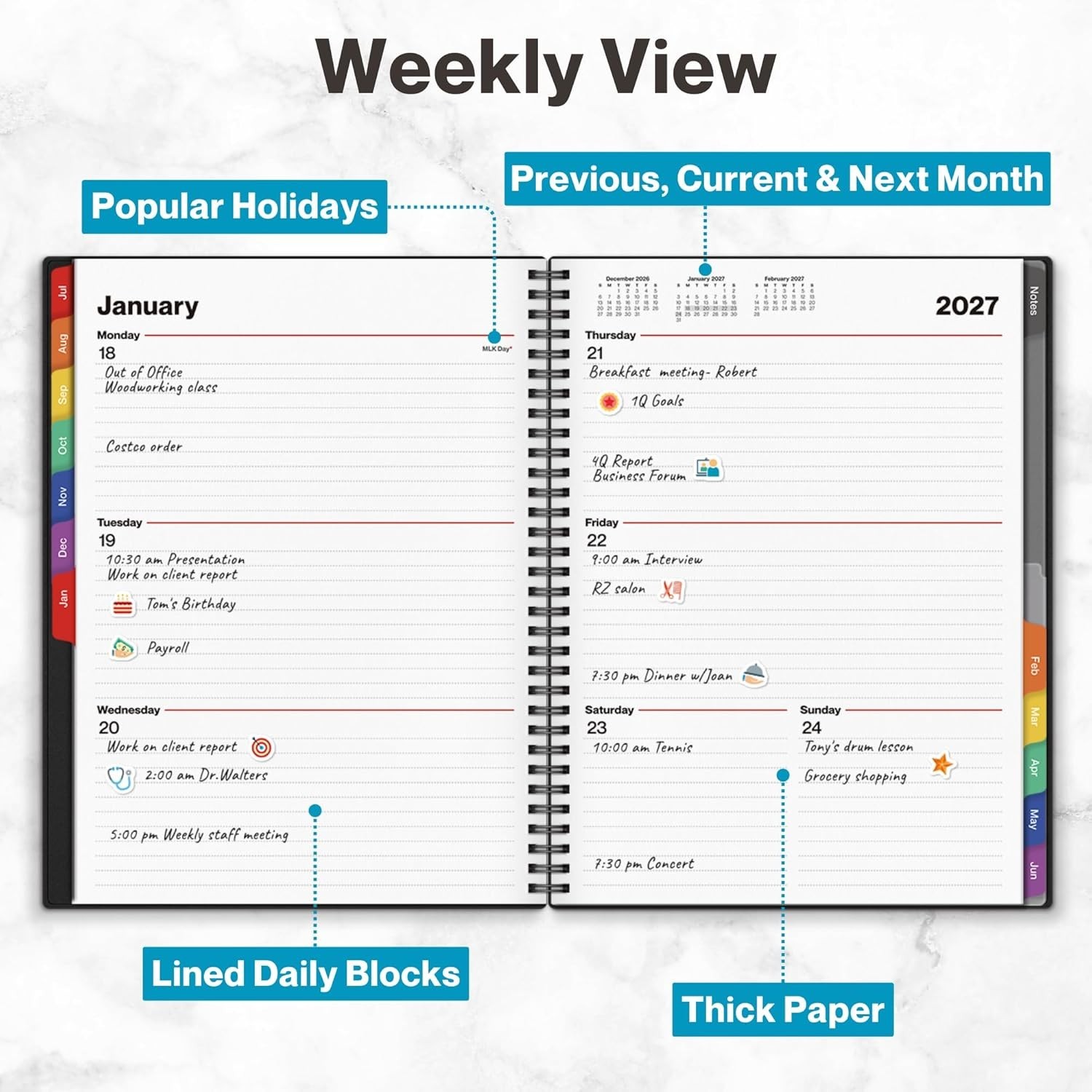 Planner 2026-2027 8.5×11, July 2026 to June 2027, Weekly and Monthly Academic…