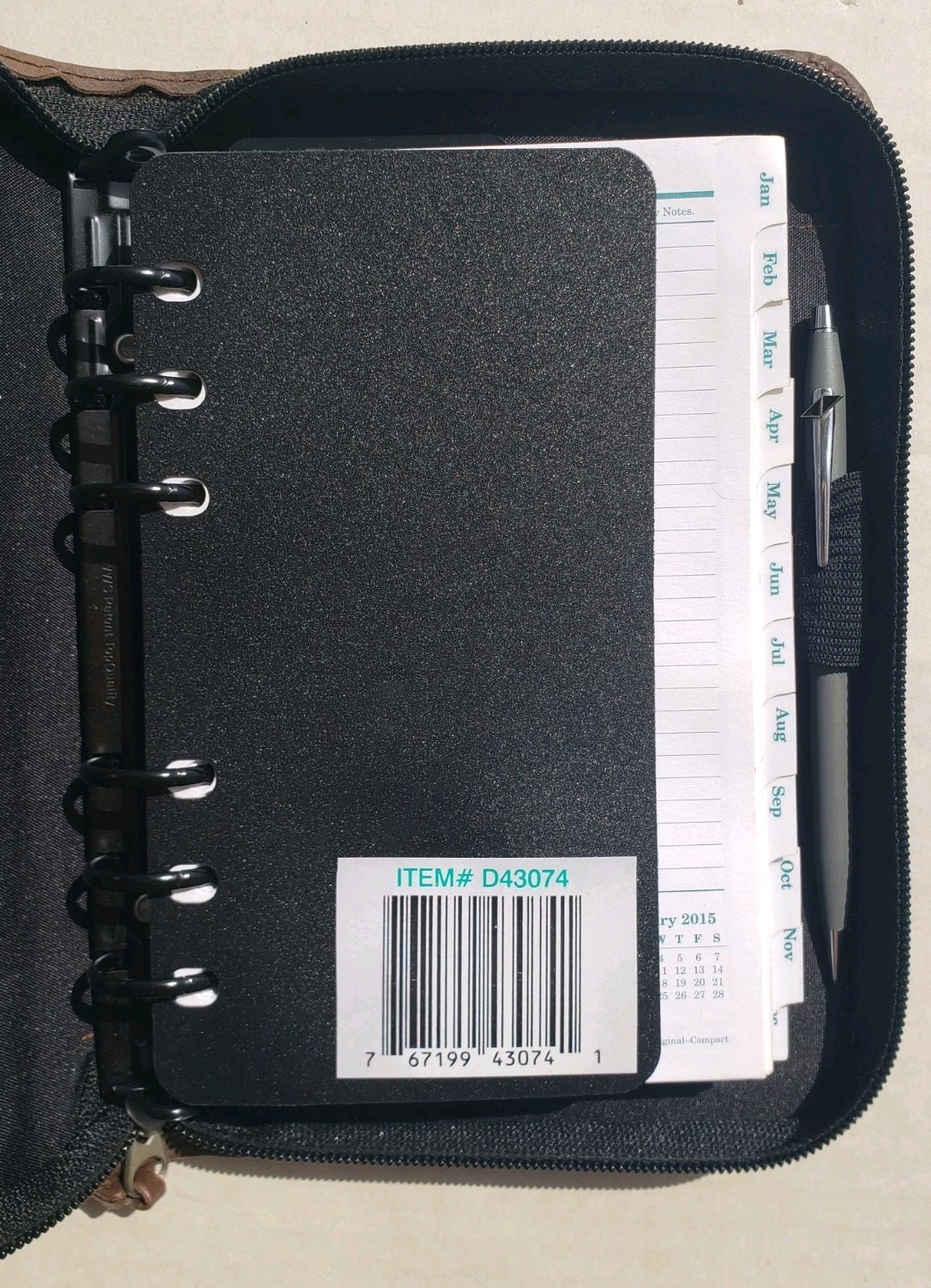 Day-Timer Brown 6 Ring Planner Organizer 8.5″x 5.5” Zip Around Small w/Pen