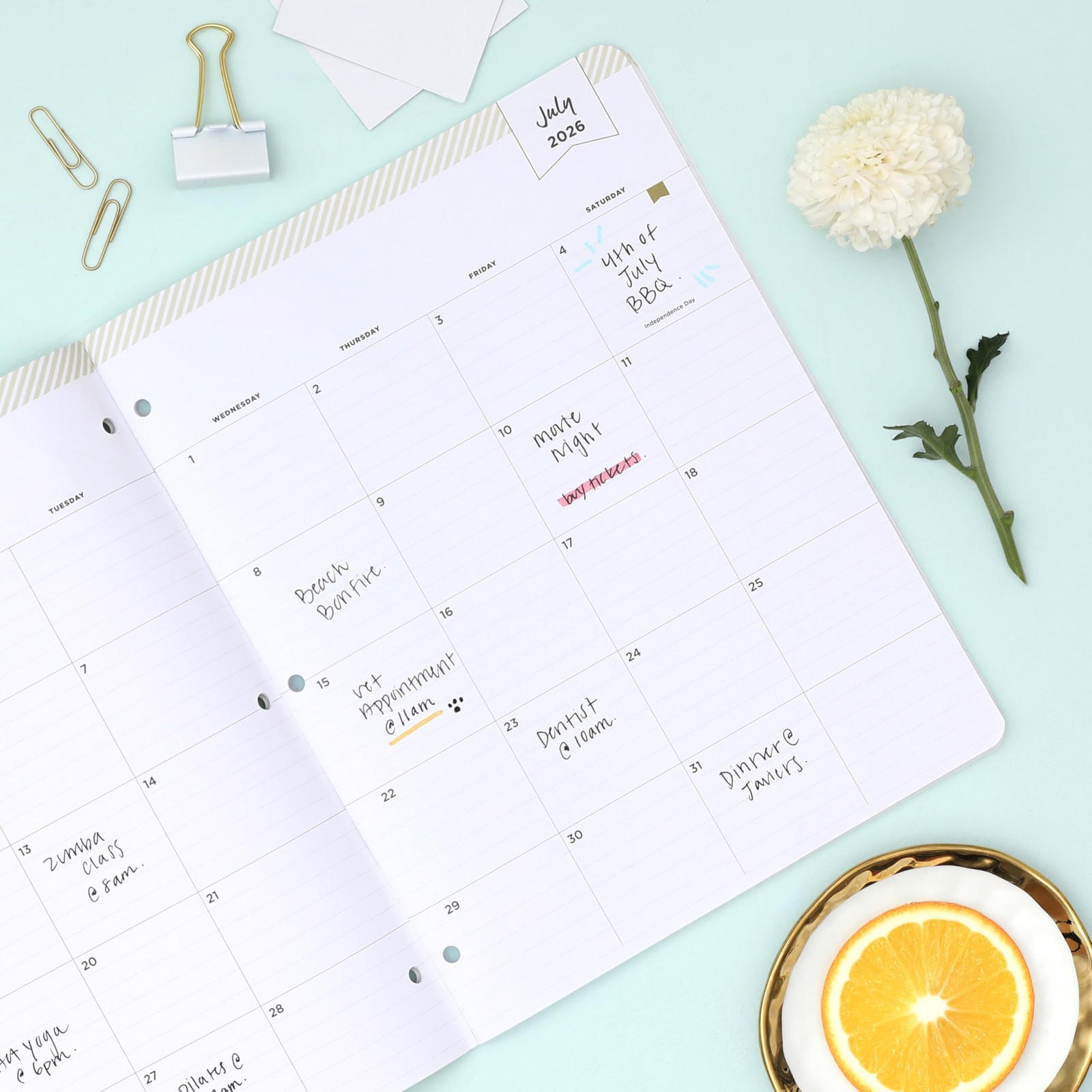 Blue Sky Day Designer 2026-2028 Monthly Academic Year 24 Month Planner Calend…