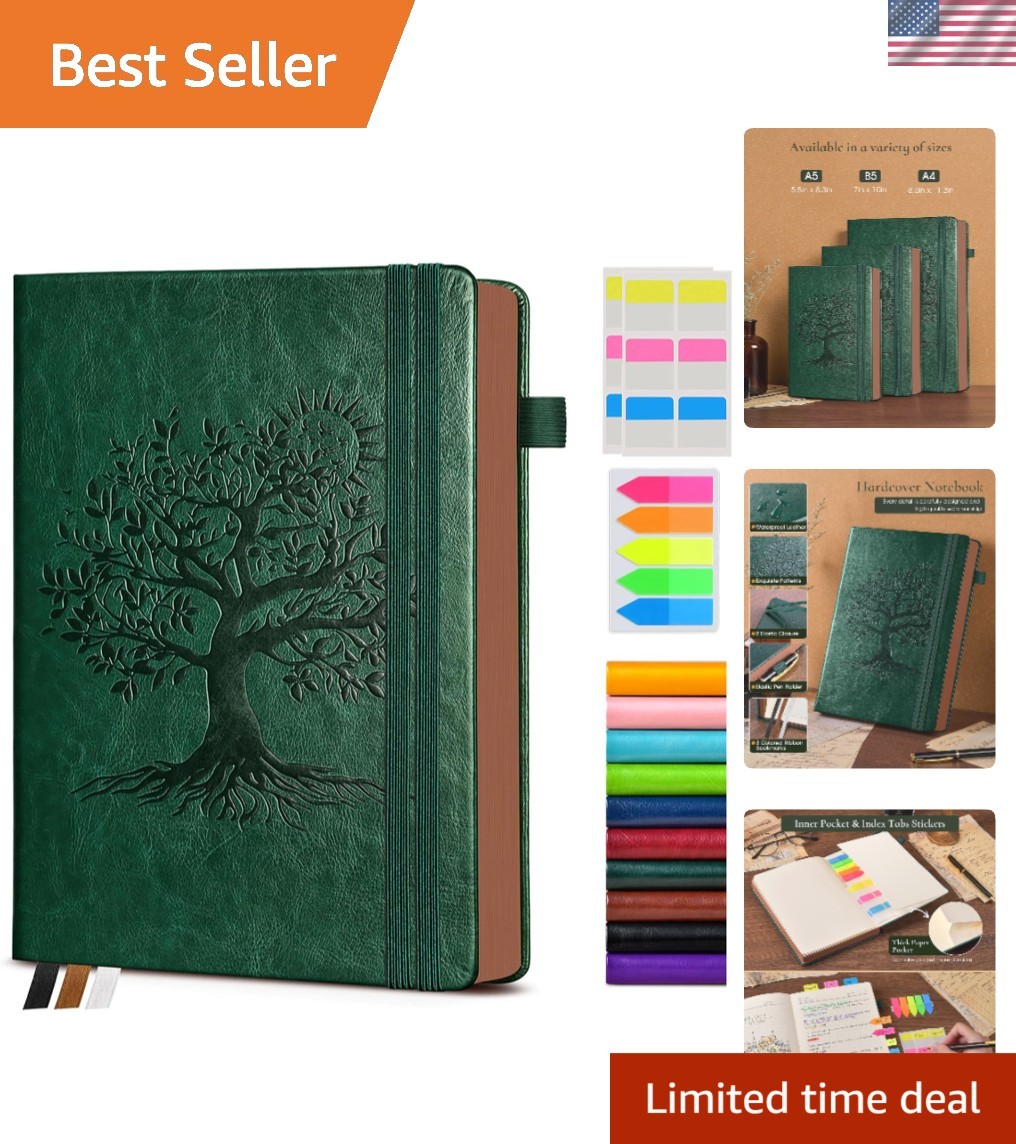 Vintage Leather Journal – 300 Page Lined Journal Notebook with Numbered Pages…