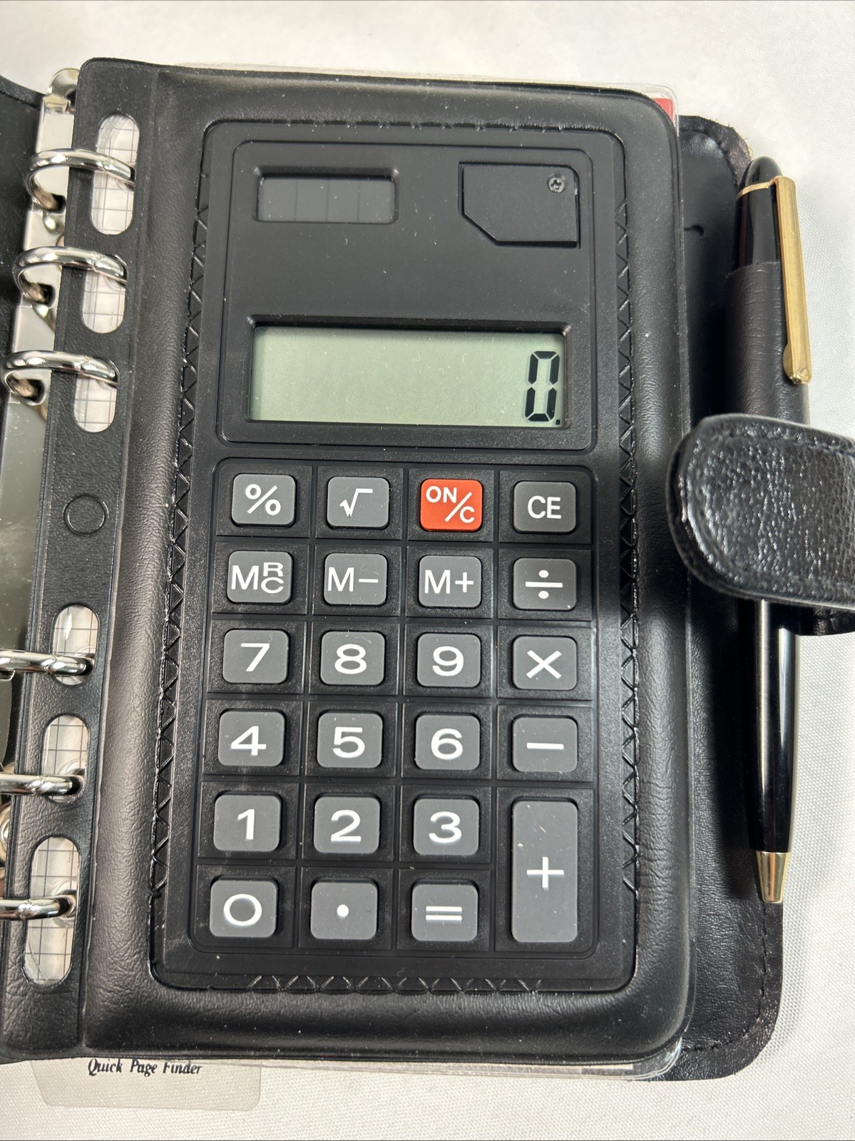 Black Business Leather Personal Calculator Organizer Folder Memo