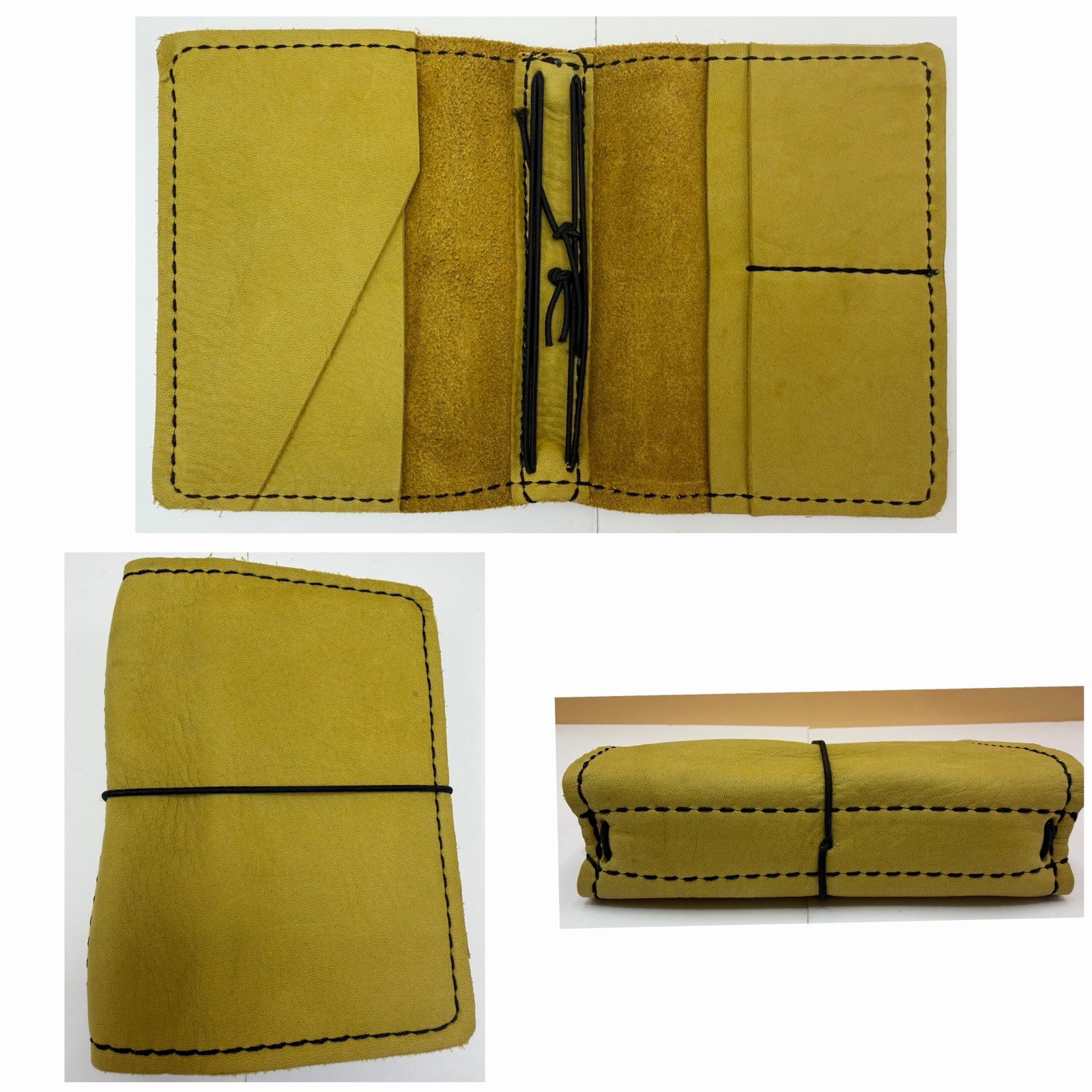 Handmade Mustard Soft Full Grain Leather Field Notes Pocket Traveler’s Notebook