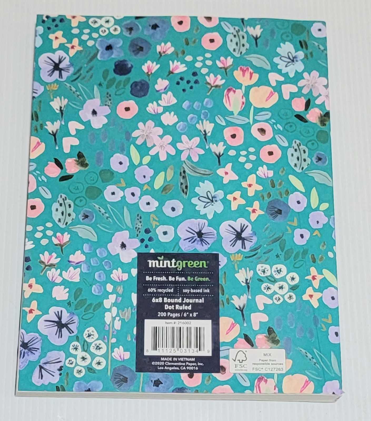 Compact Dotted Bullet Journal Book floral print 200 pages 6″ x 8″ silky cover