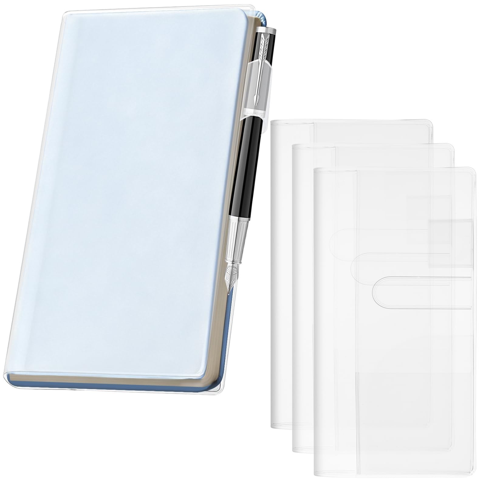 4-Pack Weekly Planner Cover Protectors – 8”x7.6” Waterproof Clear Sleeves