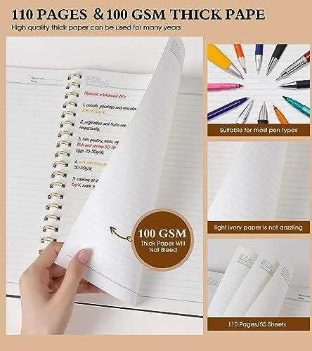 Spiral Notebook Journal 8.5” x 11”, A4 Large Notebooks for Women Men, College