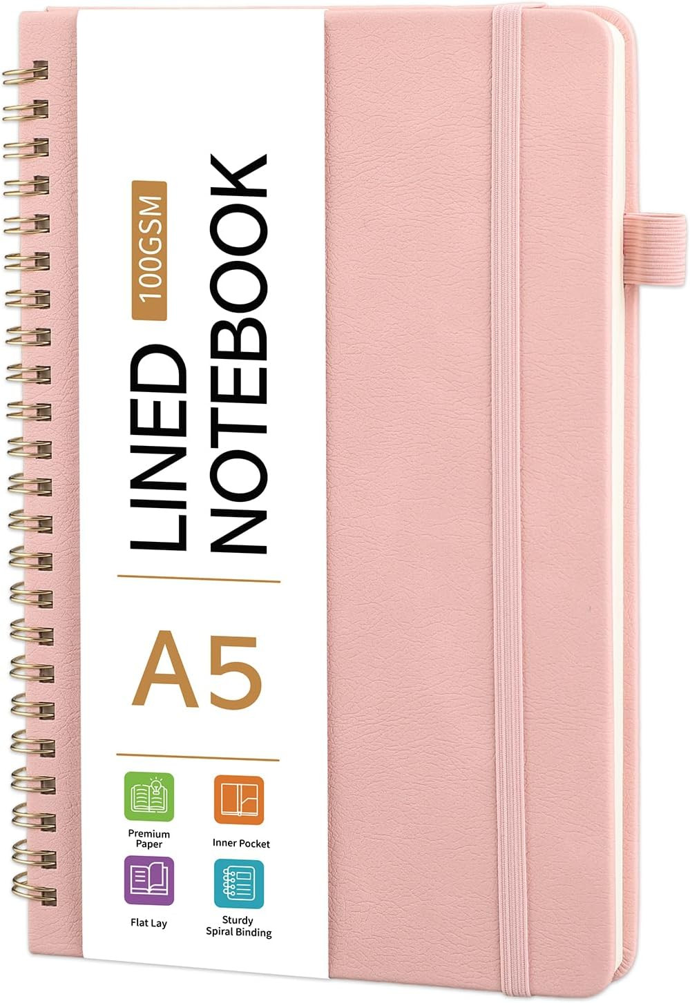 Lined Spiral Journal Notebook for Women, 100 GSM, 160 Pages, A5 (5.7″ X 8.3″) La