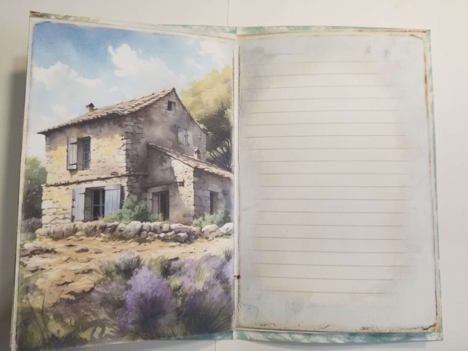 Junk Journal Blank Booklet “ARTIST’S STUDIO” HANDMADE PAINTING LG 8.5″x5.5″ 40pg