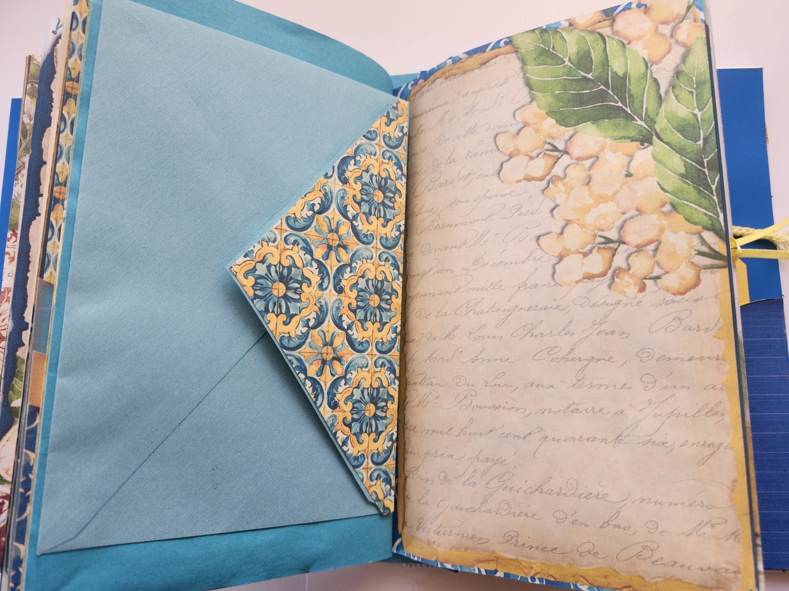 “ITALIAN RIVIERA” Handmade XL Journal Mediterranean Blues, Lemons Keepsake 96pgs