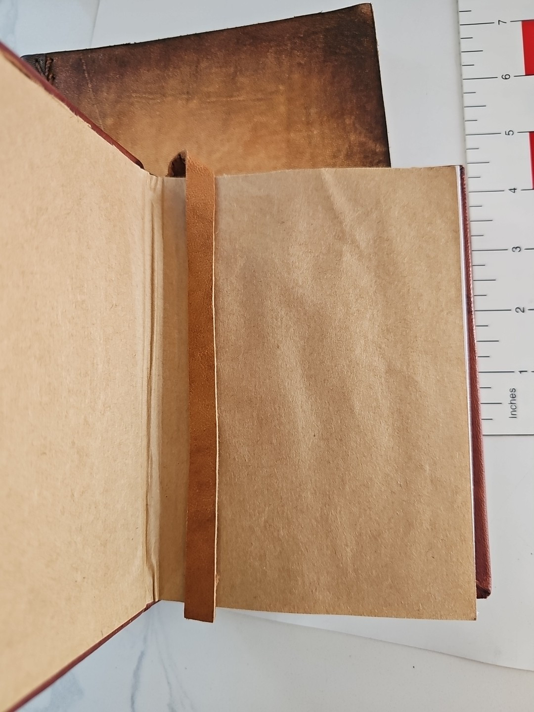 Lot of 2 Tooled Handmade Leather Blank Journals Brown Unlined (Almost Unused)