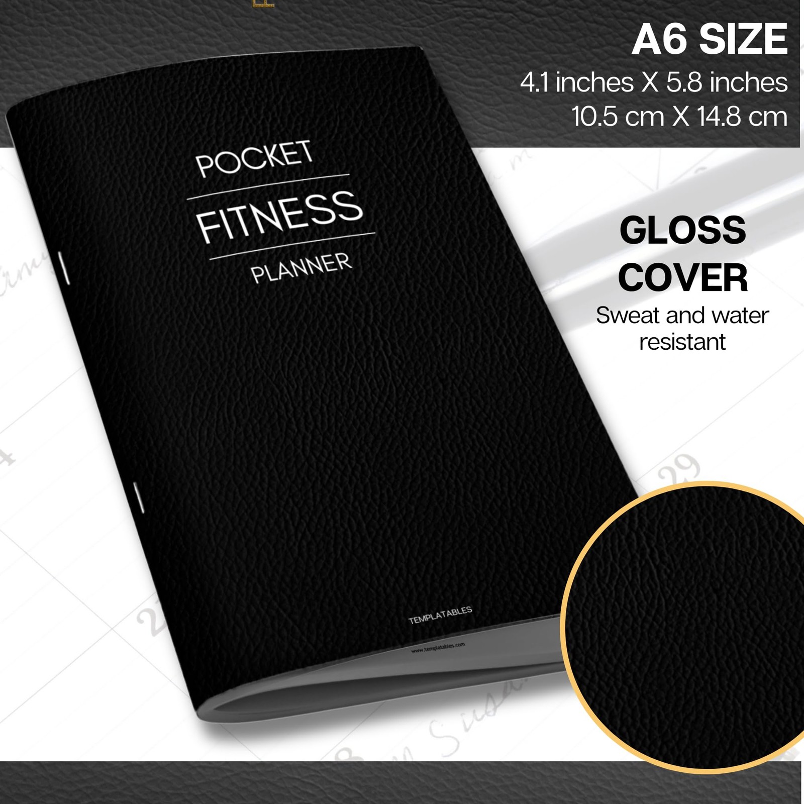 Pocket Fitness Planner A6 Gym Workout Logbook, (105 x 148 mm), Mono