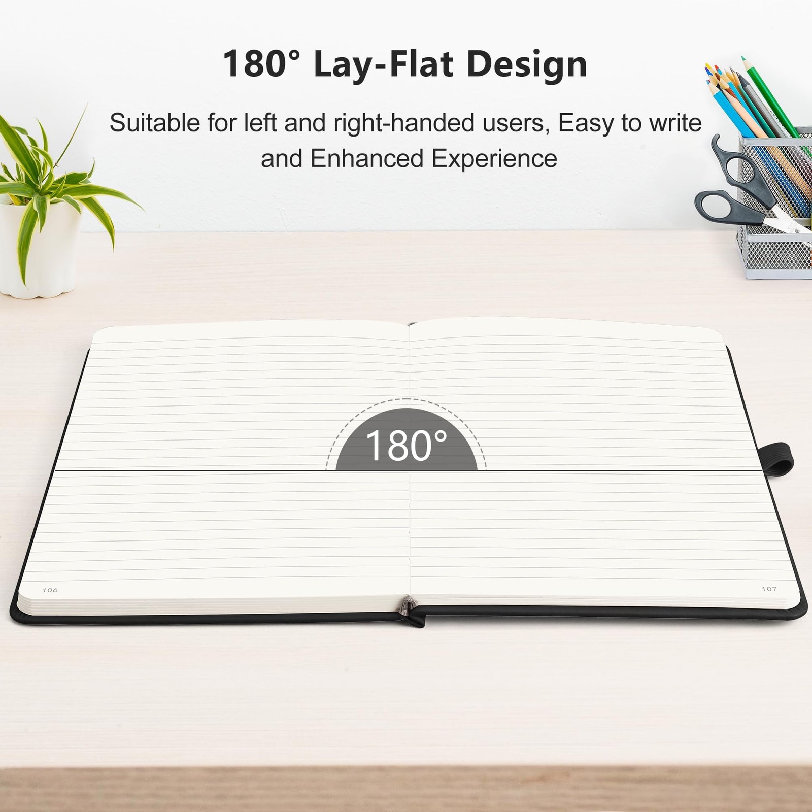 Lined Journal Notebook 2-Pack 192 Numbered Pages A5 5.7” x 8.3” Leather