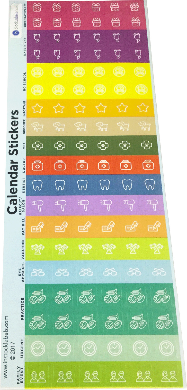 Planner Calendar Reminder Stickers | 1/2″ Inch Square | 10 Sheets – 1140 Total