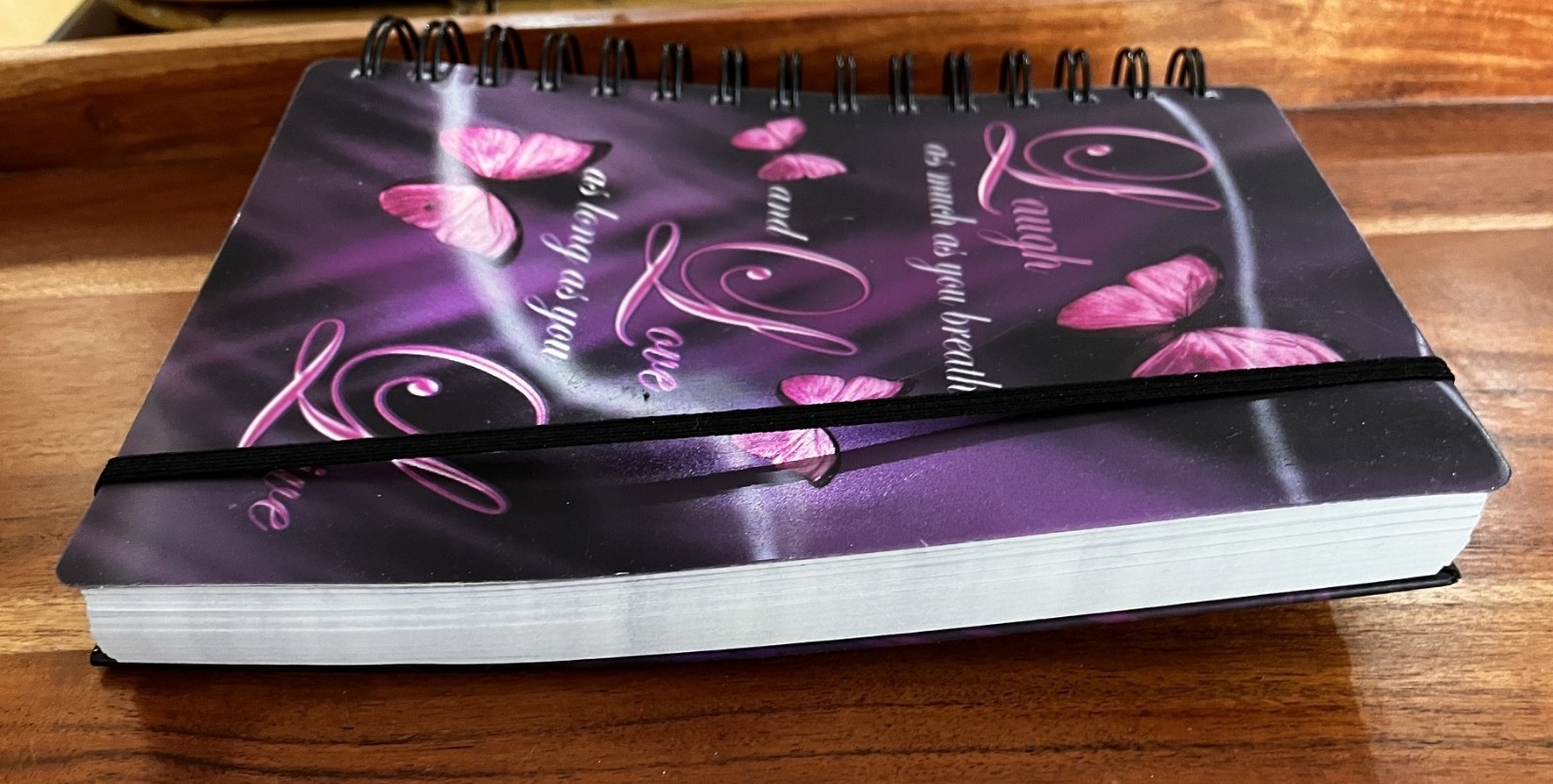 Purple Butterfly Spiral Journal Notebook Lined Pages Elastic Closure 8.5 x 6