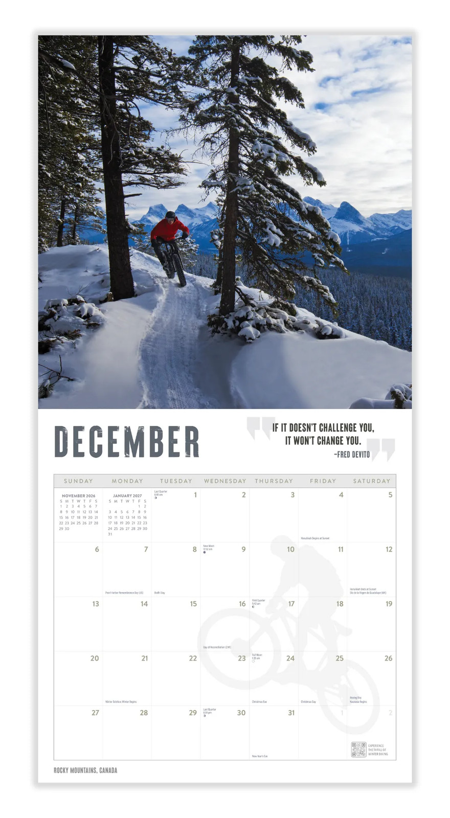 Mountain Biking Calendar 2026 | 12″ x 24″ 12 Month Calendar | Marble City Press