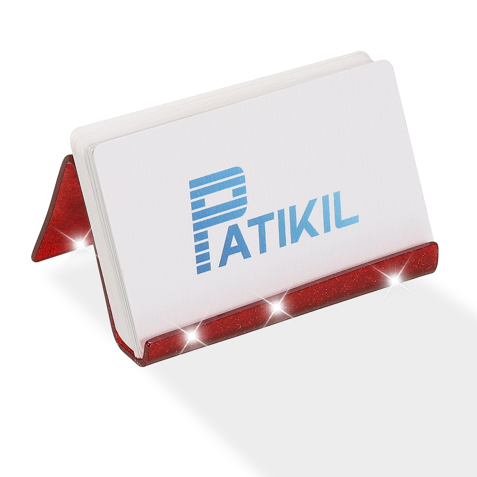 Business Card Holder for Desk, Acrylic Card Holders Shine, Red