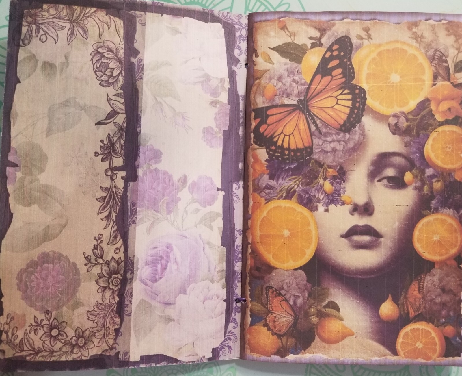 Junk Journal Booklet “LEMONS & LAVENDER” HANDMADE Pockets, Cards, Vtg. Clip