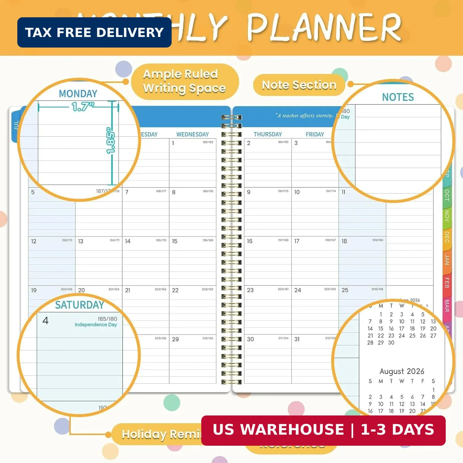 Teacher Planner 2026-2027, JULY 2026 – JUNE 2027, Teacher Planner 2026-2027 Acad
