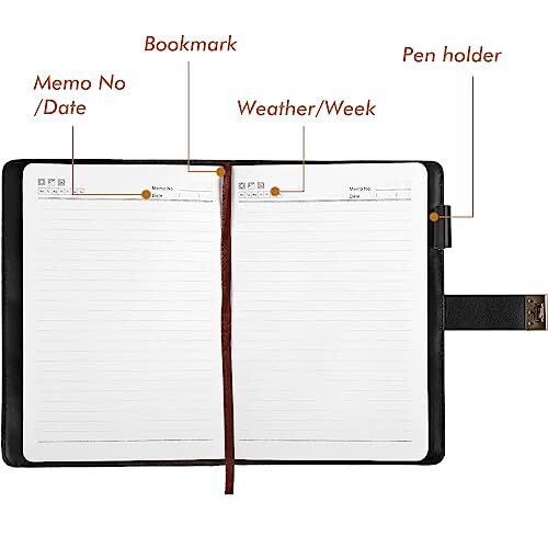 Black Journal with Lock, Refillable Faux Leather Lock Diary Notebook Planner