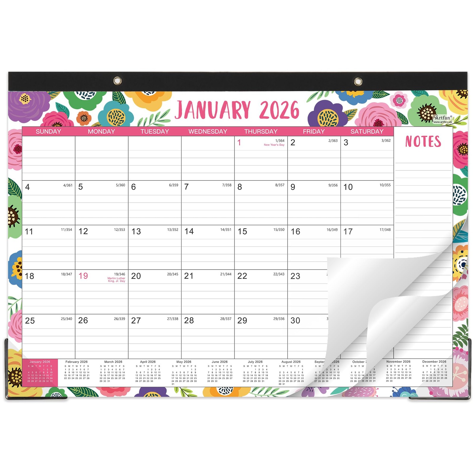 Desk Calendar 2026, 12 Month Planner, 17X12 Inch, With Notes