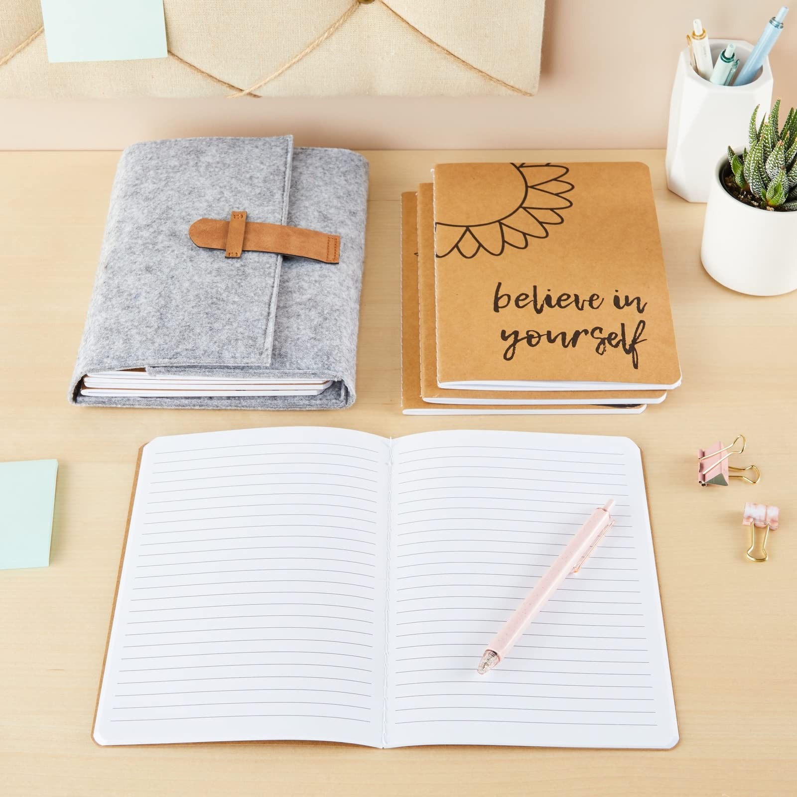 Paper Junkie Inspirational Notebooks Set – 8 Pack A5 (5.8 x 5-x-8-inch, white
