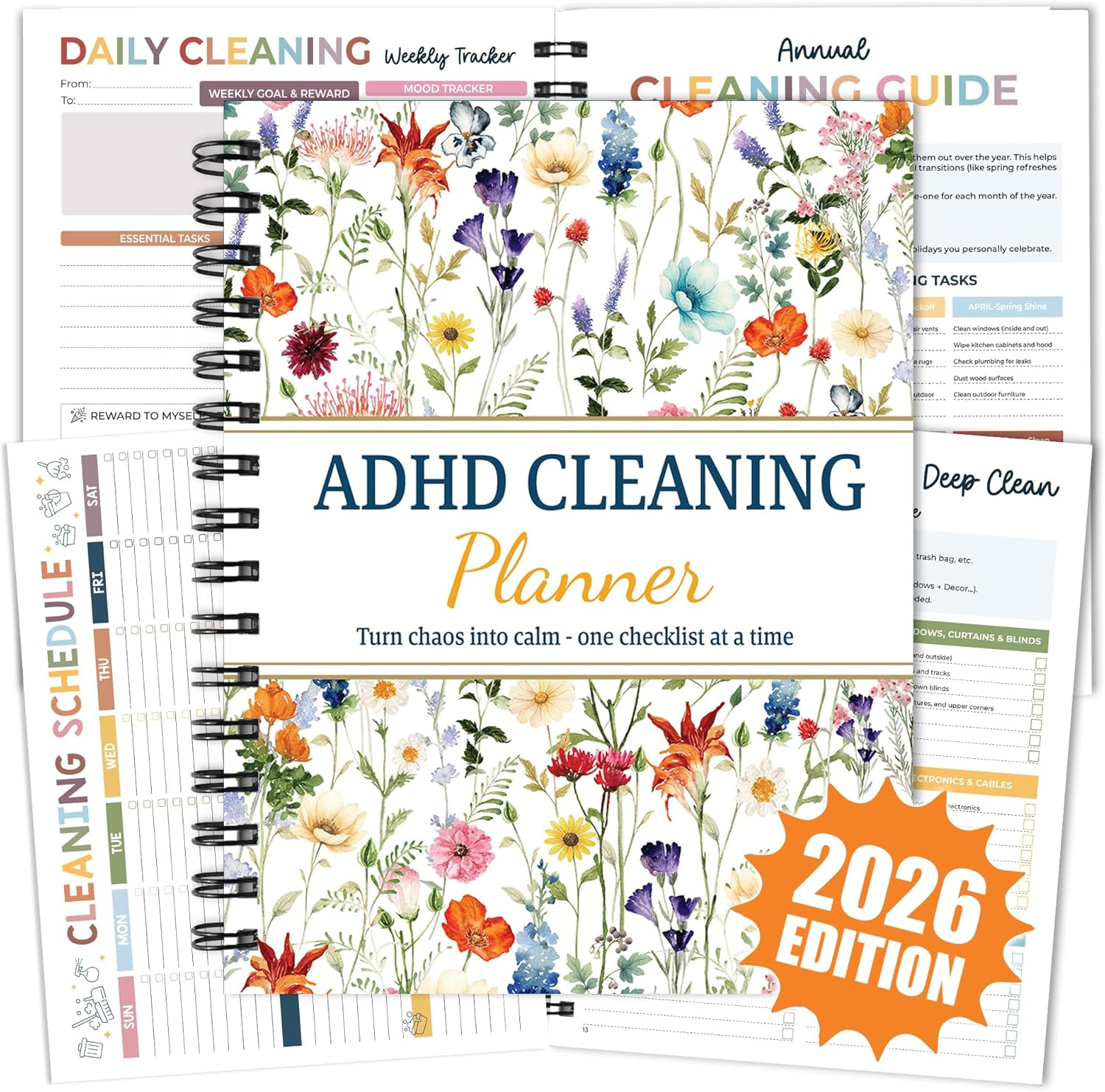 ADHD Cleaning Planner Daily Weekly Monthly Checklist Organizer Version 2