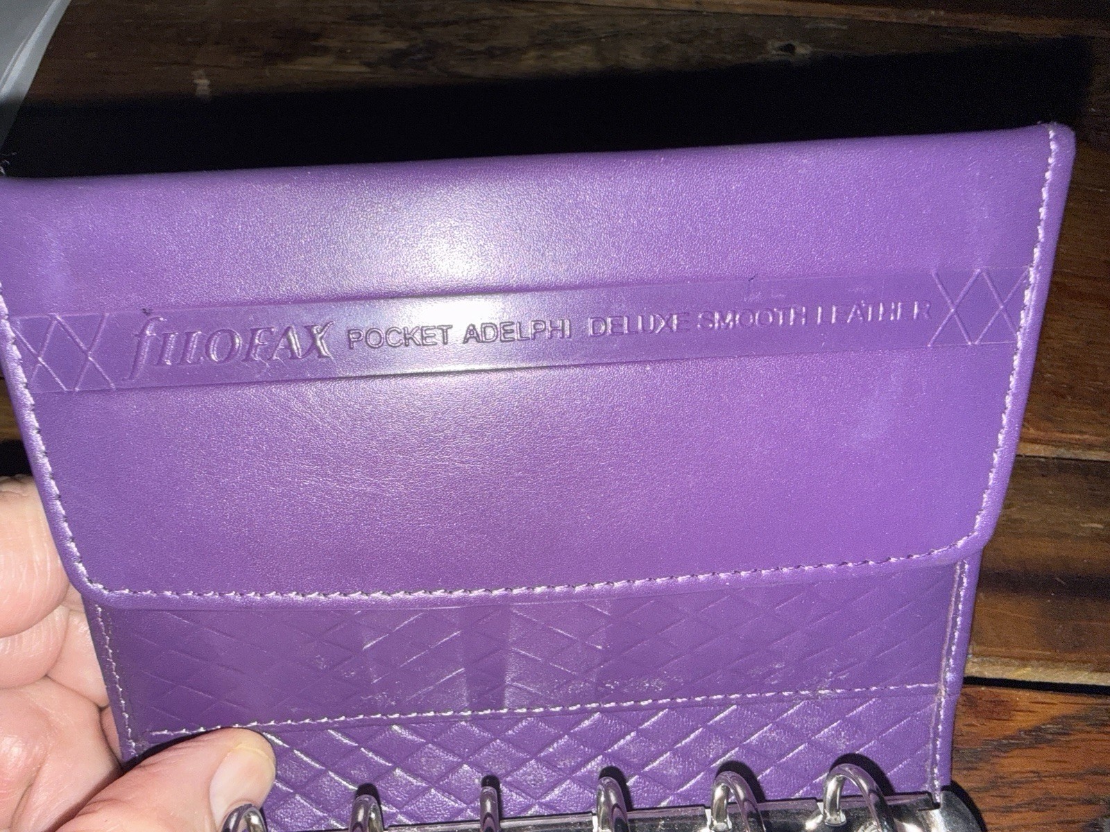 Filofax Pocket Adelphi Deluxe Smooth Leather Purple Planner Organizer Vintage