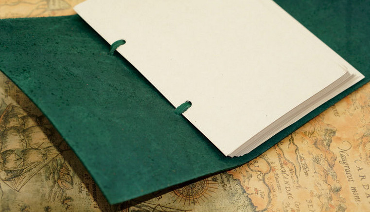 Writing notes Notebook sketchbook Diary Notepad handmade cow leather green Q282