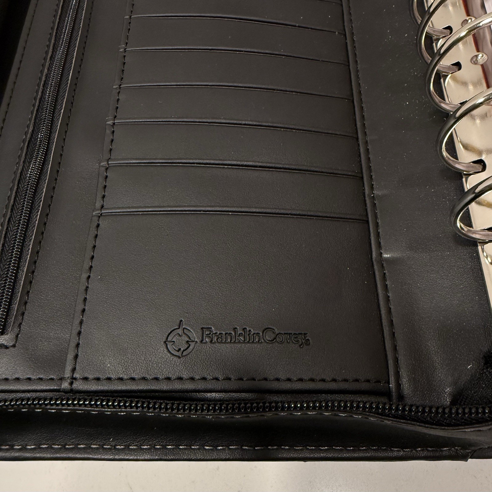 Franklin Covey Black 7 Ring Binder Planner Organizer Handles Zip Tote w/Handles