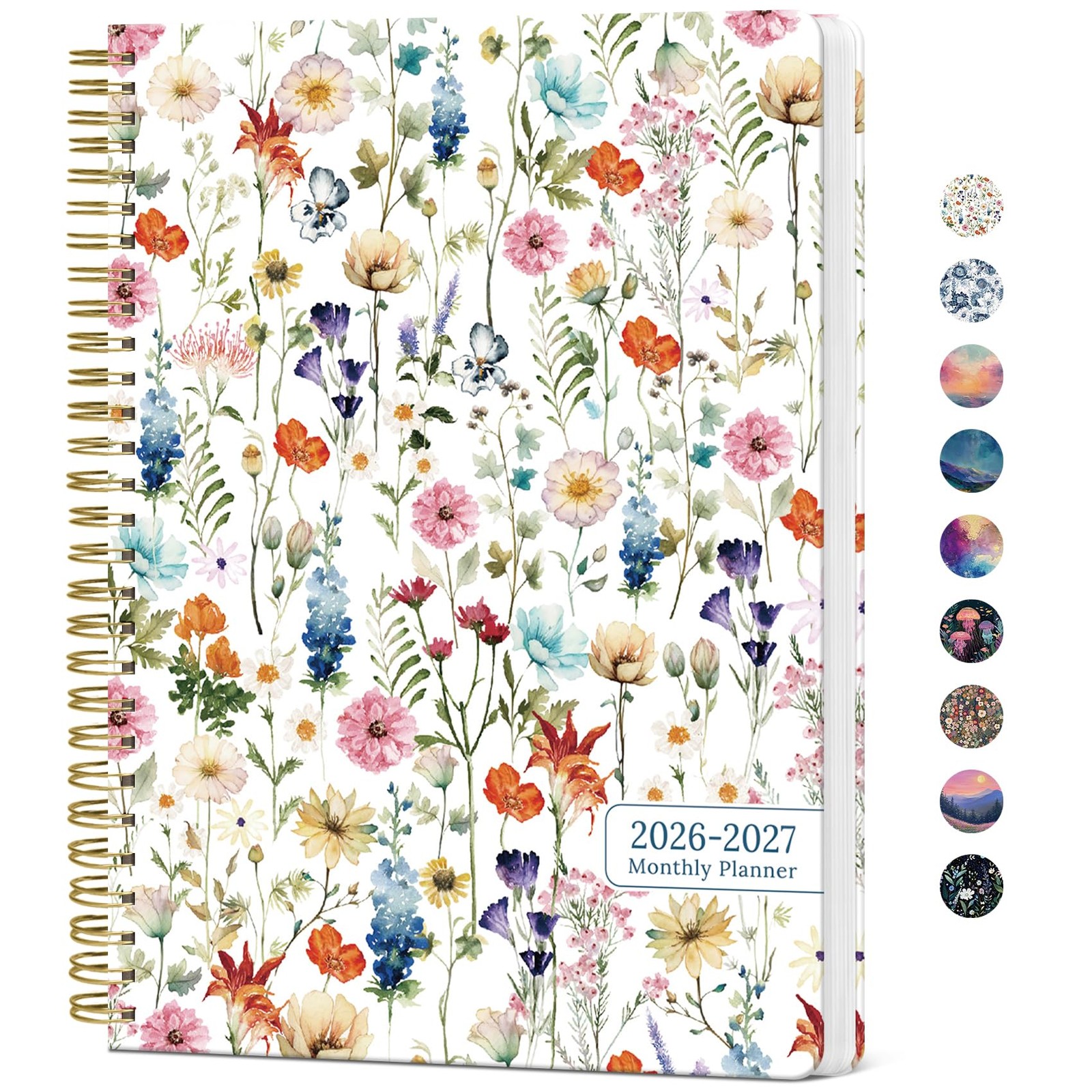 Monthly Planner 2026-2027, Aesthetic 2 Year Months 10″ x 7″, A-Wildflowers